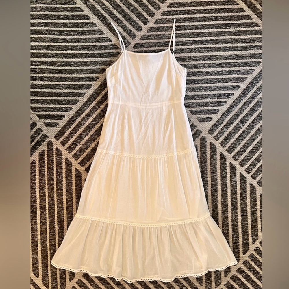 SEA New York Sz 4 White Minimalist Cami Cotton Tiered Maxi Dress Original $595